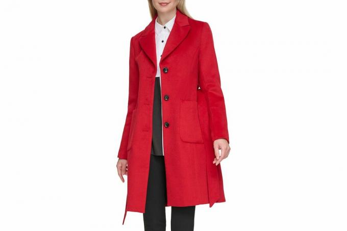 Nordstrom Karl Lagerfeld Paris Полушерстяное пальто с поясом и накладными карманами