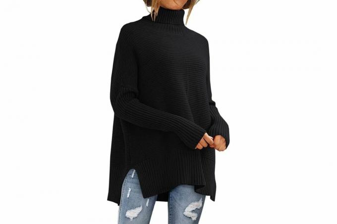 Amazon EFAN Модный большой свитер с воротником для женщин Длинные вязаные уютные пуловеры-свитера