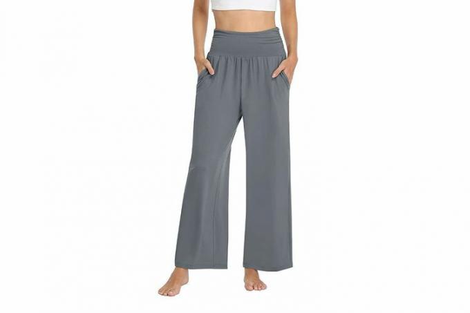 TARSE Bayan Geniş Bacak Pantolon Rahat Gevşek Yoga Eşofman Altı Rahat Salon Pijama Dökümlü Pantolon Cepler