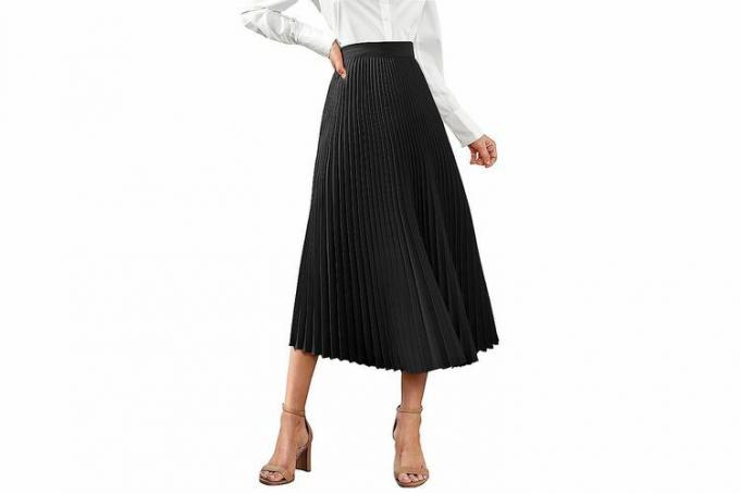 Женская летняя атласная юбка-миди Amazon PRETTYGARDEN, повседневные струящиеся макси-юбки трапециевидной формы с высокой талией, плиссированные, с рюшами, оборками