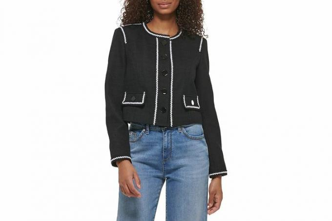 Karl Lagerfeld Paris Damen-Tweed-Langarm-Sportjacke für jeden Tag