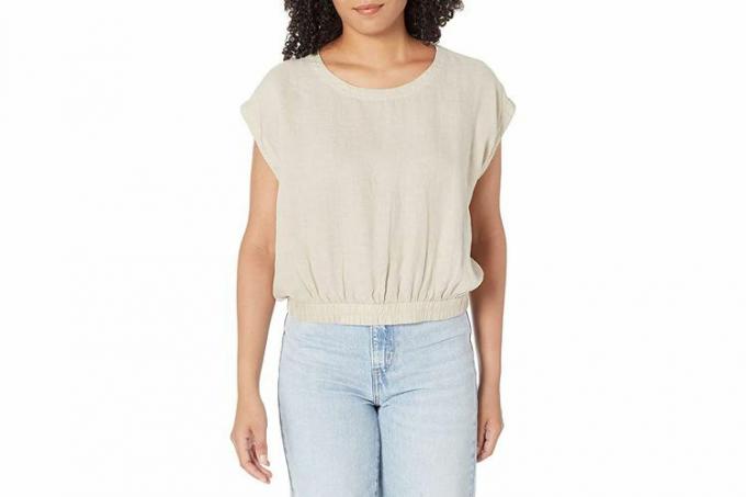 Beludru oleh Graham & Spencer Women's Haylie Woven Linen Cap Sleeve Blouse