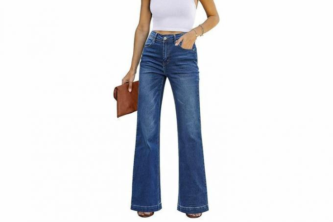 Calça jeans feminina Amazon GRAPENT Flare cintura alta perna larga larga para mulheres calça jeans stretch