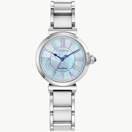 reloj azul claro y plata