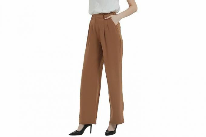 Amazon Tronjori Pantaloni da donna a vita alta casual a gamba dritta Pantaloni a gamba larga Pantaloni a gamba larga