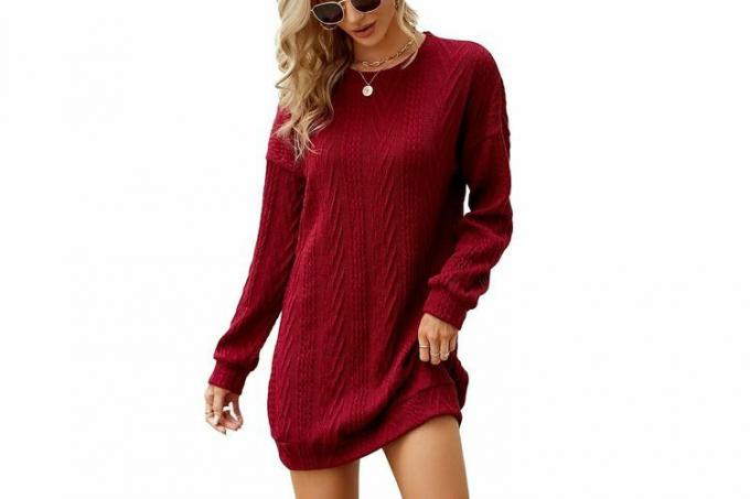 Amazon VIMPUNEC Robe pull en tricot torsadé à col rond et manches longues pour femme 