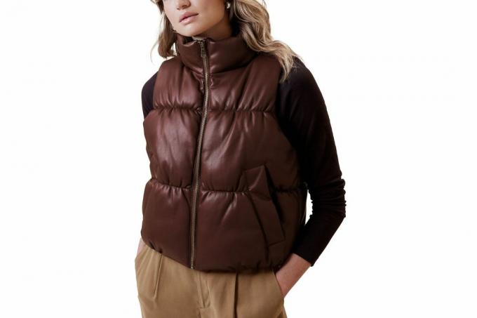 Banana Republic factory FITTED VEGAN LEATHER PUFFER