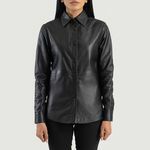 Bunda Jacket Maker Zenith Černá kožená košilová bunda v černé barvě