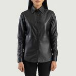 The Jacket Maker Zenith Black Leather Shirt Jacket in Black