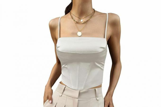 VNIRA Women's Corset Top Sexy Y2K Crop Tops ออกไปแขนกุด 