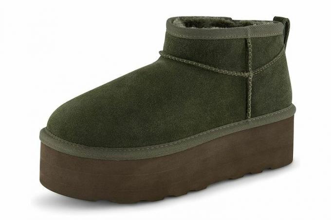 CUSHIONAIRE Stivaletto Hippy da donna in vera pelle scamosciata con plateau + Memory Foam