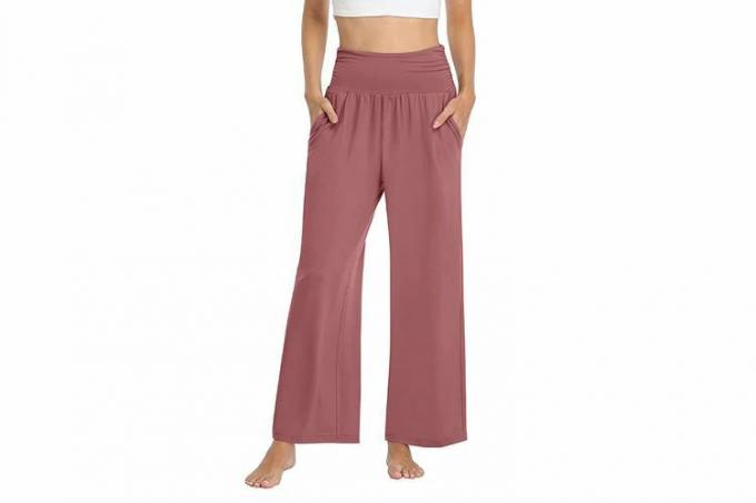 TARSE Bayan Geniş Bacak Pantolon Rahat Gevşek Yoga Eşofman Altı Rahat Salon Pijama Dökümlü Pantolon Cepler