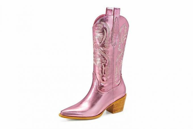 Amazon Ouepiano vestlige cowboy-broderede midtkalvstøvler til kvinder