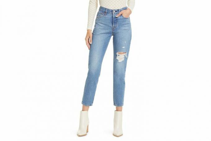 Jeans slim alla caviglia a vita alta strappati con icona Wedgie