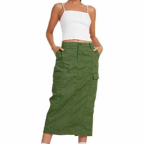 Viatabuna Lange Jeansröcke für Damen Maxi Paperbag