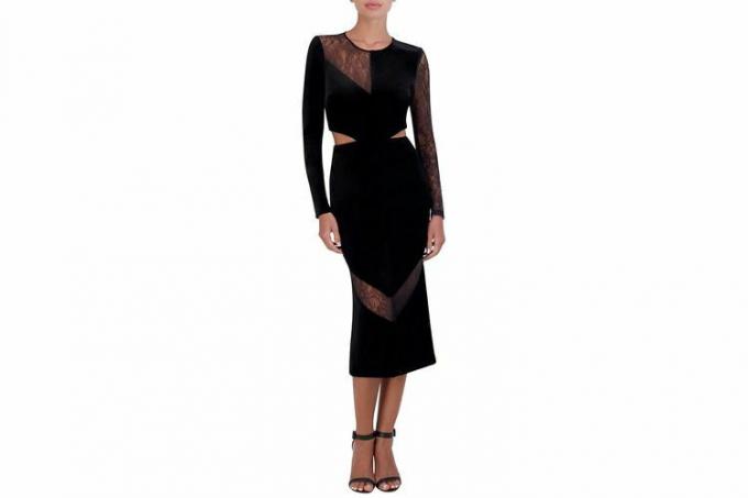 BCBGMAXAZRIA Wanita Lengan Panjang Fitted Midi Cocktail Dress