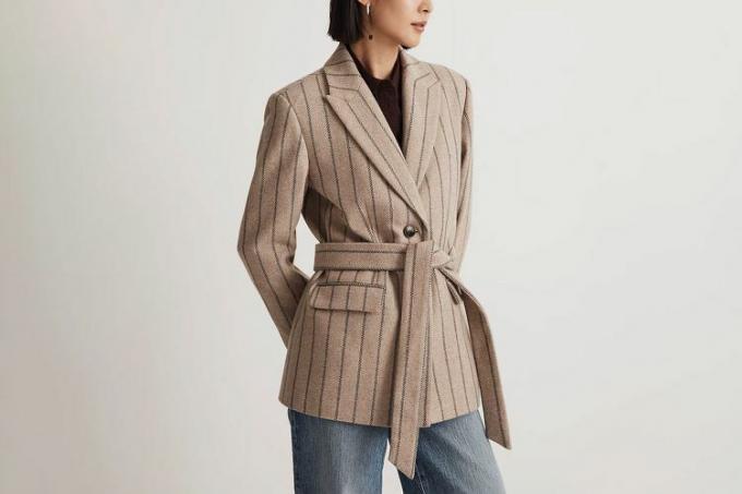 Madewell The Bedford Oversized Belted Blazer in Stripe