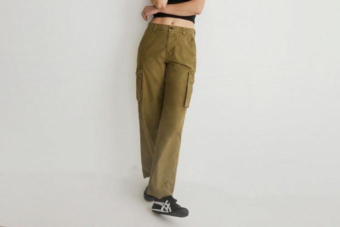 Pantalon cargo droit taille basse teint en pièce Madewell