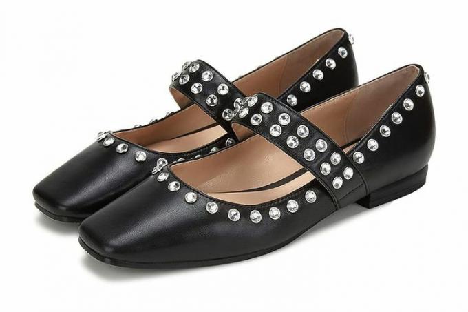 Amazon YDN Kvinnor Snygg Square Toe Mary Jane Shoes Rhinestone