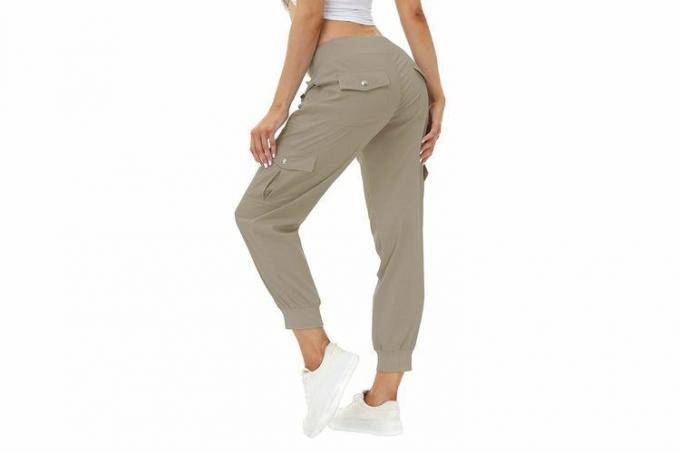 MoFiz Cargo-wandelbroek voor dames Joggers Lichtgewicht Sneldrogend Outdoor Casual Travel Sweatpants Elastische taille Zakken met knopen