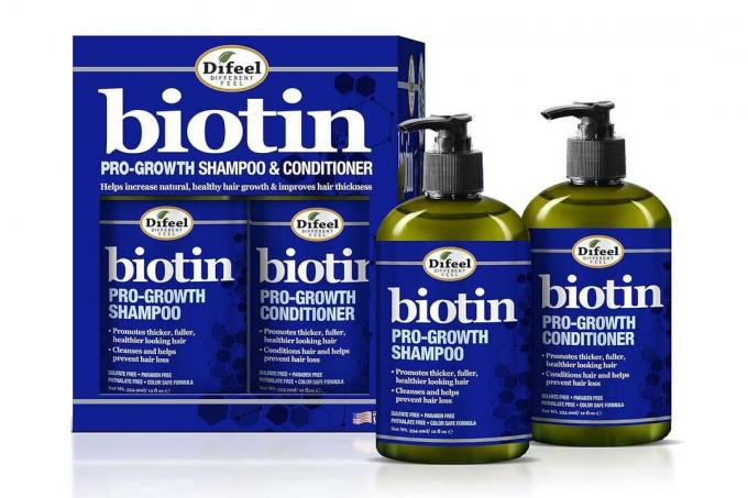 Amazon Difeel Pro-Growth Biotin Shampoo & Conditioner 2-PC gavesæt - Shampoo og balsam til tyndere hår og hårtab, Sulfatfri shampoo og balsam