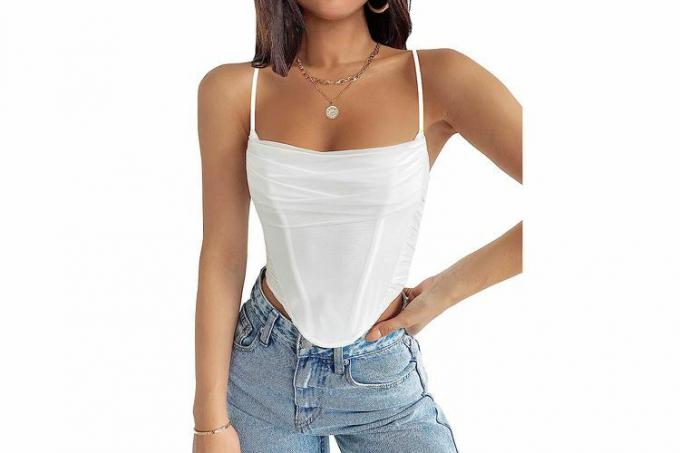 Amazon ZESICA Sexy Bustier Crop Top Spaghetti Straps Backless