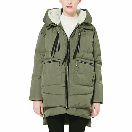 Dámská stylová péřová bunda Orolay Zimní kabát s kapucí Bunda s dvoucestným zipem
