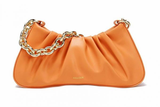 महिलाओं के लिए Amazon JOLQUE शोल्डर बैग, छोटा चमड़े का हैंडबैग पर्स, सोने की चेन क्लच