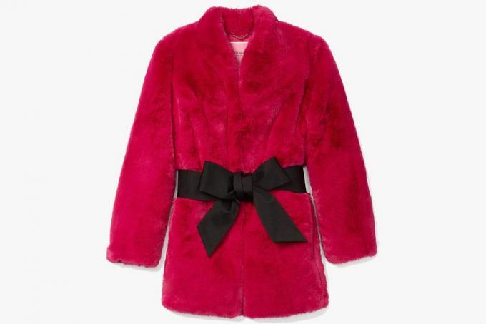 Kabát z umelej kožušiny do pása s mašľou Kate Spade