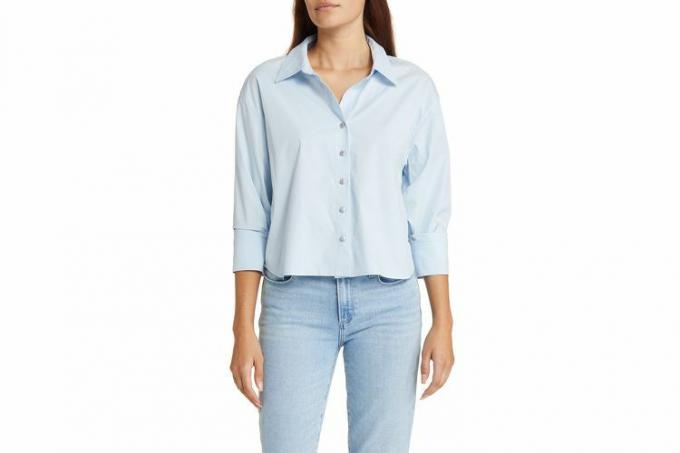 Nordstrom Wit & Wisdom crop-shirt van stretchkatoen