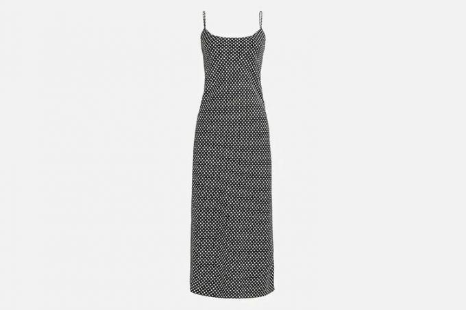 Lesklé slipové šaty J.Crew Gwyneth s drobným tečkovaným potiskem
