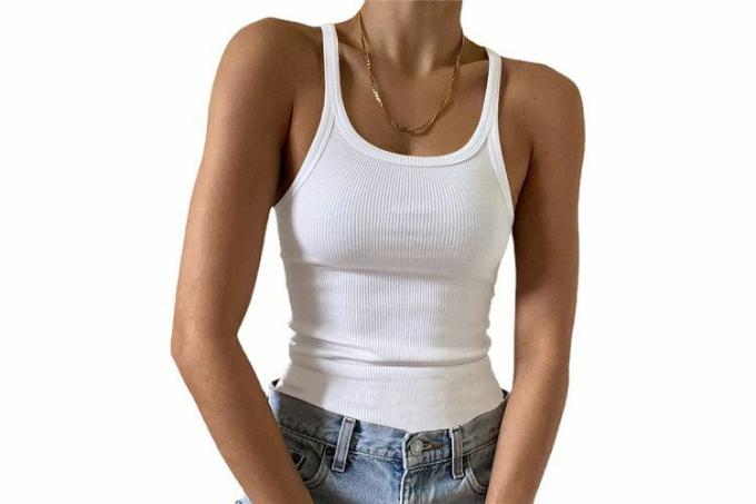 Artfish Mouwloze tanktop voor dames Nauwsluitende ronde hals Geribbelde Basic Cami-shirts