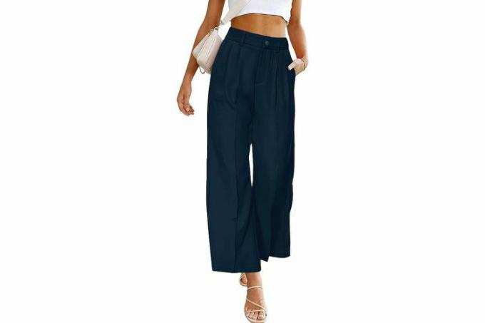 Amazon PRETTYGARDEN Pantaloni da lavoro estivi casual da donna Pantaloni palazzo a vita alta Pantaloni fluidi a gamba larga con tasche