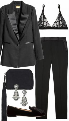 Power Suit + soutien-gorge noir en dentelle