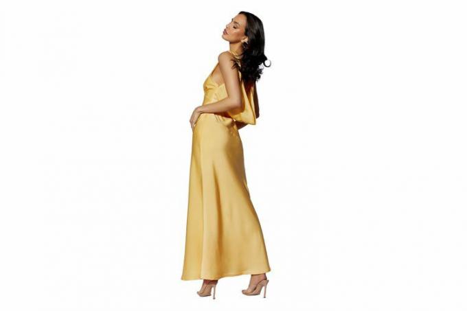 Meshki NADIA Maxi Satin Dress With Back Cowl - Lemon