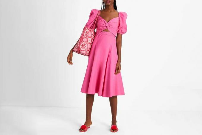 Kate Spade Twist Bodice Puff Sleeve -mekko