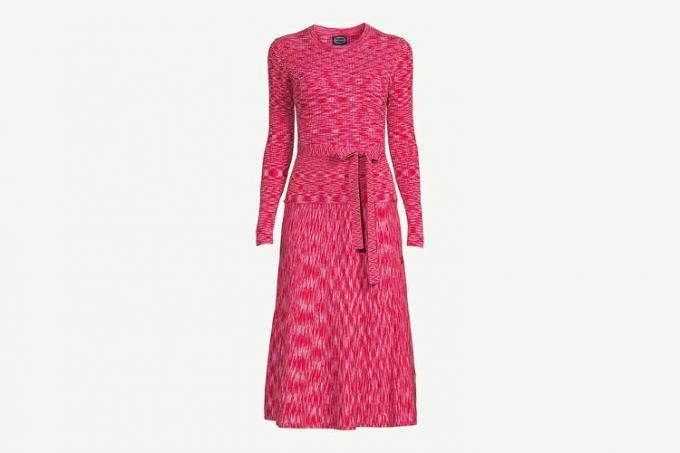 Scoop dámské žebrované midi šaty Space Dye s dlouhými rukávy