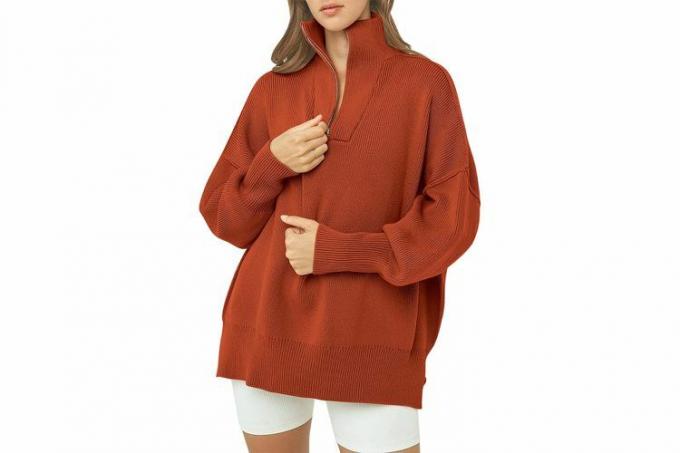 Amazon Anrabess oversized sweater kvart lynlås