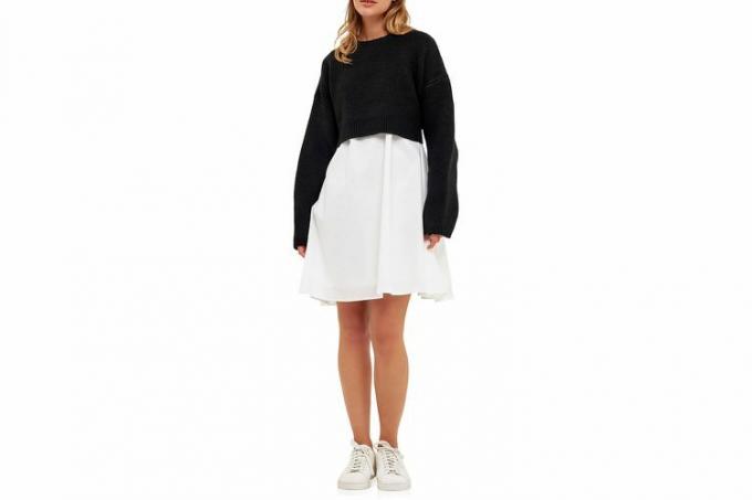 Nordstrom English Factory Sweater med Poplin Minidress