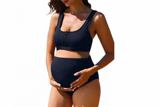 Amazon Summer Mae těhotenské žebrované plavky s vysokým pasem