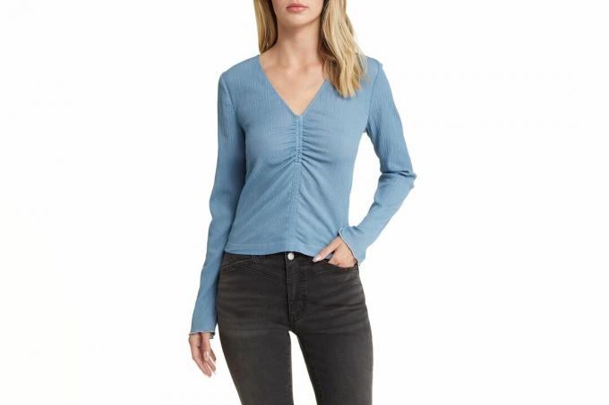 Μαύρη Παρασκευή Nordstrom Madewell Semisheer Shirred V-Neck Top