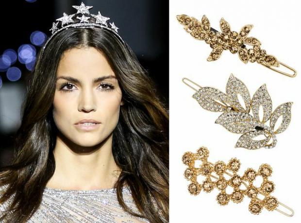 Zuhair Murad Star čelenky a L. Erickson Crystal Foliage na Tige Boule Barrette