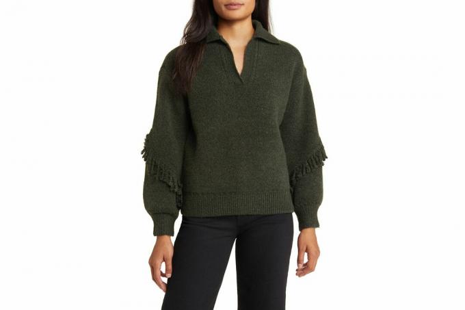 Black Friday Nordstrom Wit & Wisdom Fringe Blouson-ærmet sweater