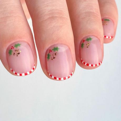 Candy Cane French Holiday Nails