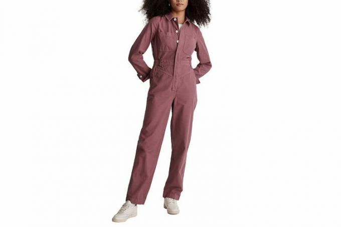 Garment-farvet langærmet jumpsuit