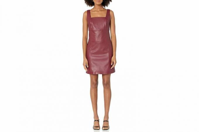 The Drop Dame Hank Vegan Leather Square Neck Mini Dress