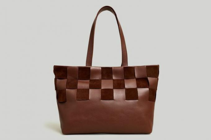 Madewell The Basketweave Tote от кожа и велур