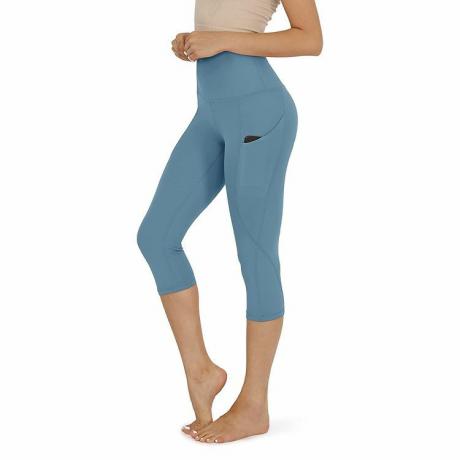 ODODOS Yoga Capri med hög midja för kvinnor med fickor, magkontroll, genomskinlig träning Sport Löpning Capri Leggings