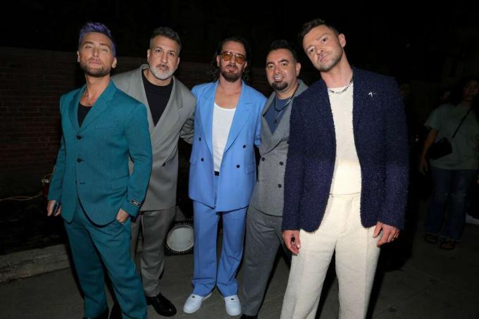 Lance Bass, Joey Fatone, JC Chasez, Chris Kirkpatrick und Justin Timberlake von NSYNC 2023 MTV Video Music Awards