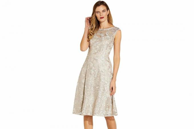 Adrianna Papell Dambroderad Midi Cocktail Dress